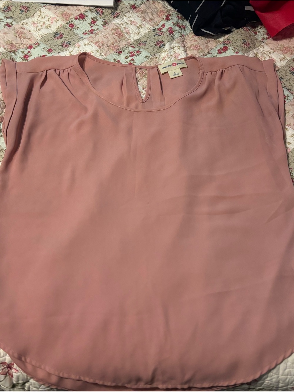 Wishful Park Dusty Rose Sleeveless Keyhole Blouse
